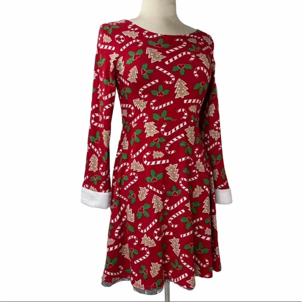 Handmade Christmas Dress Holiday Fair Isle Reversible Pattern Girls Large 12/14